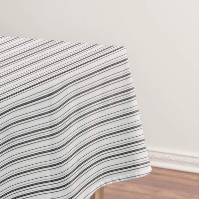 Cute white grey stripes tablecloth (In Situ)