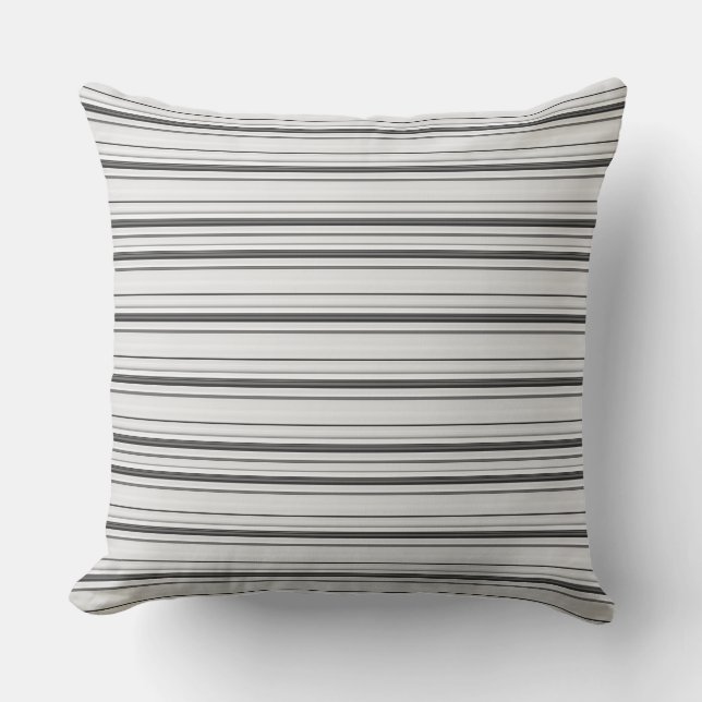 Cute white grey stripes throw pillow (Front)