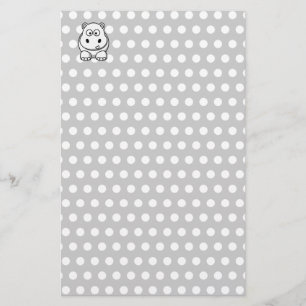 Cute White Hippo Stationery