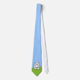 Cute White Hippo Tie