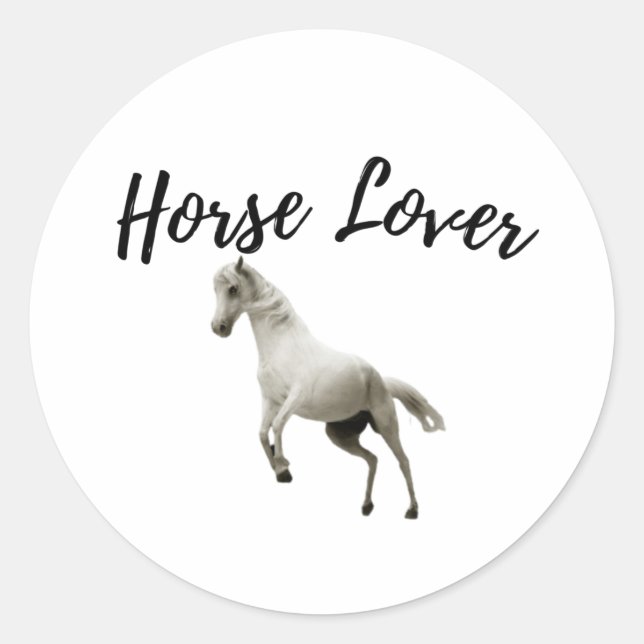 Cute White Horse  Classic Round Sticker (Front)