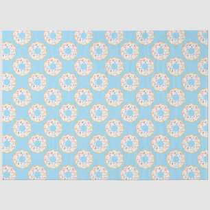 Cute White Icing Ring Doughnuts on Blue Tissue Paper