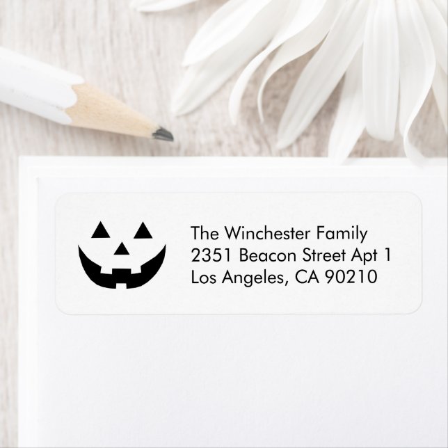Cute white Jack o lantern Halloween fun address (Insitu)