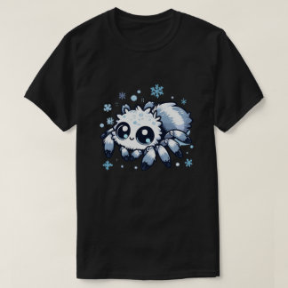 Cute white jumping spider in snowflakes T-Shirt