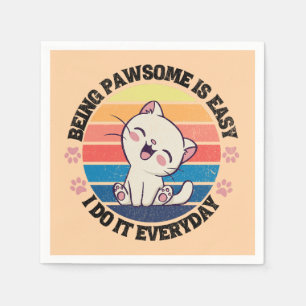 Cute white Kawaii cat Napkin