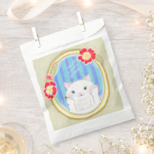 Cute White Kitten Cat Favour Bag