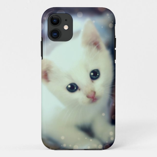 Cute white kitten iphone case (Back)