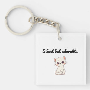 Cute White Kitten Keychain – Fun Gift for Cat Love