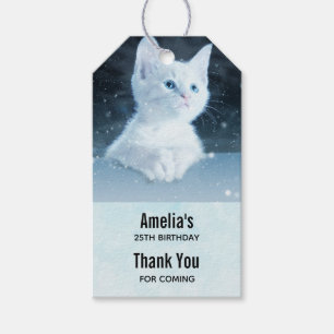 Cute White Kitten with Blue Eyes Event Thank You Gift Tags