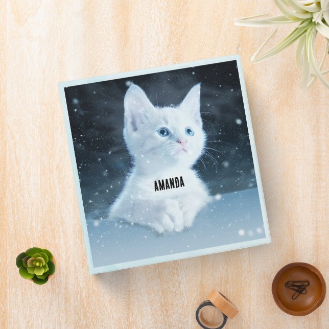 Cute White Kitten with Pretty Blue Eyes Binder (In Situ)
