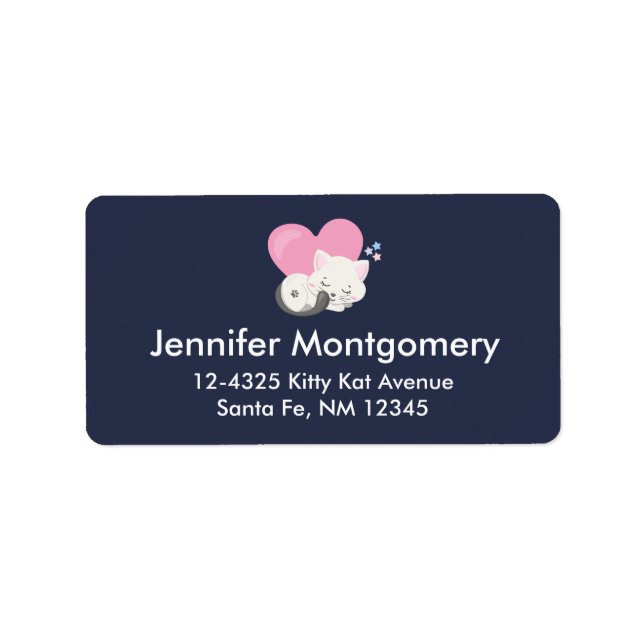 Cute White Kitty Cat Sleeping Label (Front)