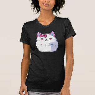 Cute White Kitty Cat with Pink Bowtie T-Shirt