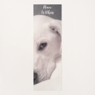 Cute White Labrador mix Dog Grey Yoga Mat
