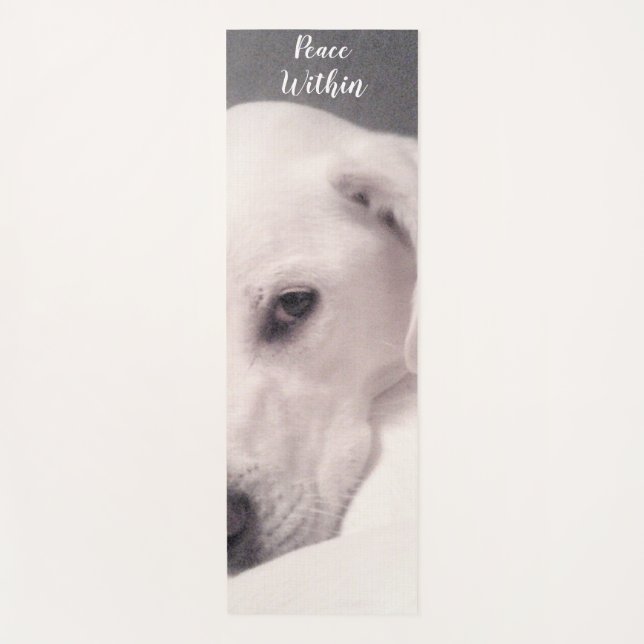 Cute White Labrador mix Dog Grey Yoga Mat (Front)