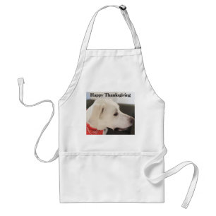 Cute White Labrador Mix Dog Thanksgiving Standard Apron