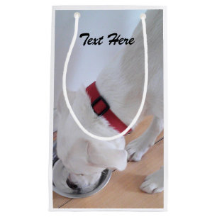 Cute White Labrador Mix Puppy Dog Drinking Water Small Gift Bag