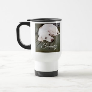 Cute White Labrador Mix Puppy Dog Serenity Peace Travel Mug