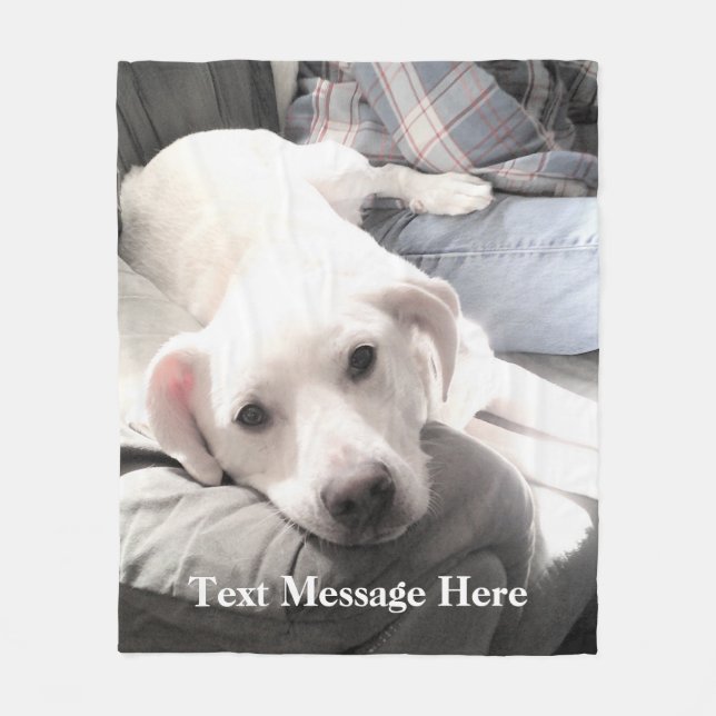  Cute White Labrador Retriever Mix Dog With Dad Fleece Blanket (Front)