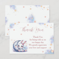 Cute white little bunny and a crescent silver moon
