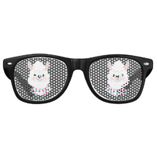Cute White Llama Retro Sunglasses