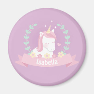 Cute White Magical Unicorn Fleurs Filles Magnets