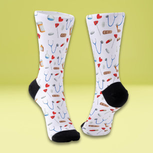 Cute White Medical Equipment Nurse Socks