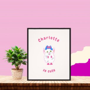 Cute white monster photo print