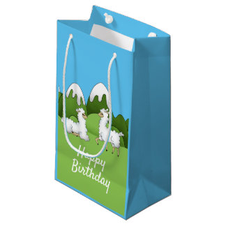 Cute White Mountain Llamas Small Gift Bag