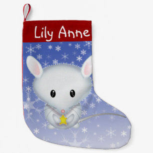 Cute White Mouse Christmas Stocking Personalized
