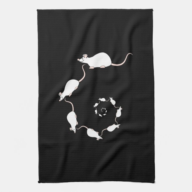 Cute White Mouse Design. Spiral of Mice. Kitchen Towel (Vertical)