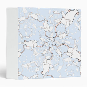 Cute White Mouse Pattern. Mice on Blue. Binder