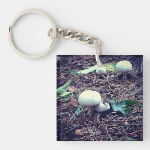 Cute White Mushrooms Keychain