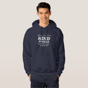Cute White on Black KIND PERSON Typography Hoodie