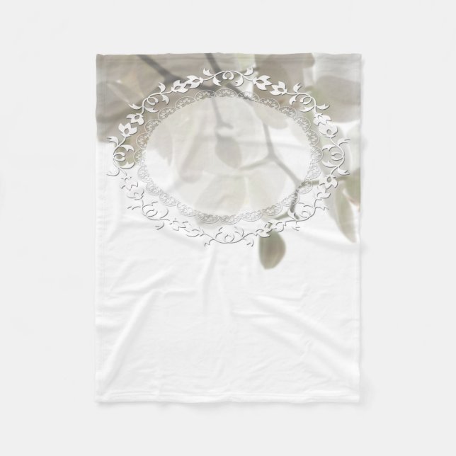 Cute white orchids fleece blanket (Front)