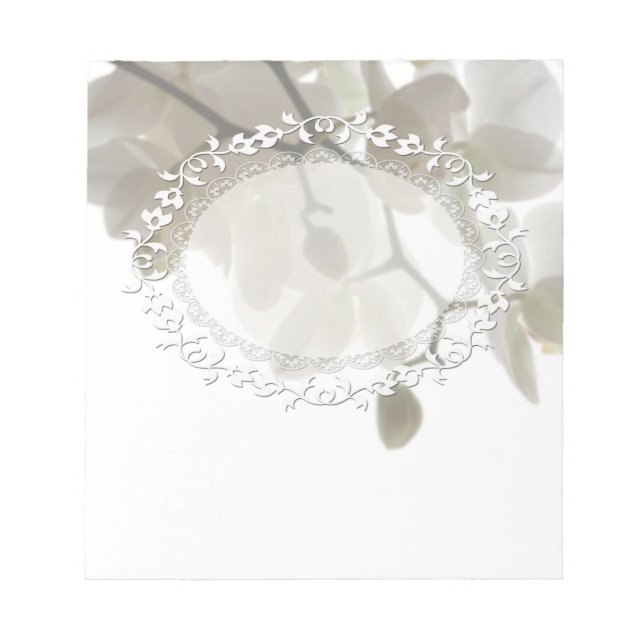 Cute white orchids notepad (Front)