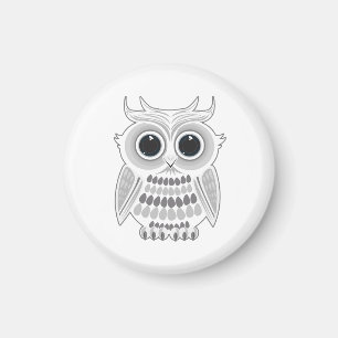 Cute White Owl Big Eyes Woodland Animal Fridge Art Magnet