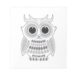 Cute White Owl Big Eyes Woodland Animal Notepad