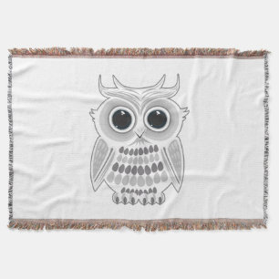 Cute White Owl Big Eyes Woodland Cozy Cottagecore  Throw Blanket