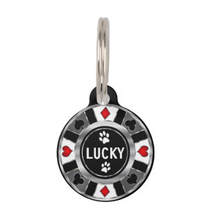 Cute White Paws on Poker Chip Personalize Pet Tag