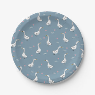 Cute White Pekin Duck Pattern Paper Plate