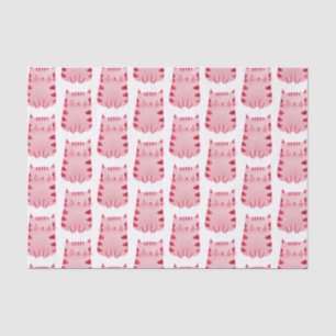 Cute White Pink Cat Birthday Tissue Paper