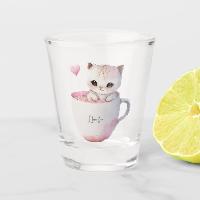 Cute White-Pink Cat in a Tea Cup (4) (Front)