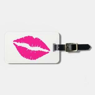 Cute white pink kisses pattern neck tie luggage tag