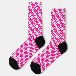 Cute white pink kisses pattern neck tie socks