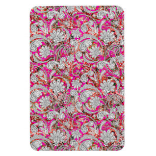 Cute white pink paisley patterns magnet
