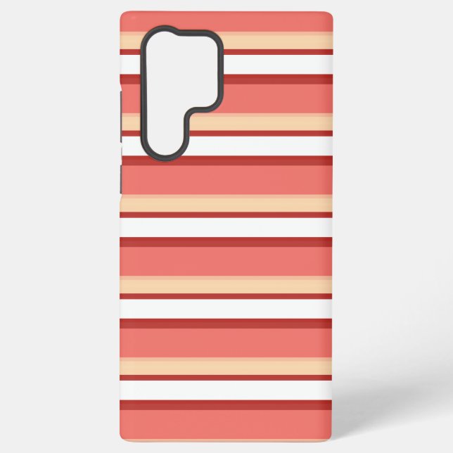 Cute white pink stripes samsung galaxy s22 ultra case (Back)