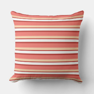 Cute white pink stripes throw pillow