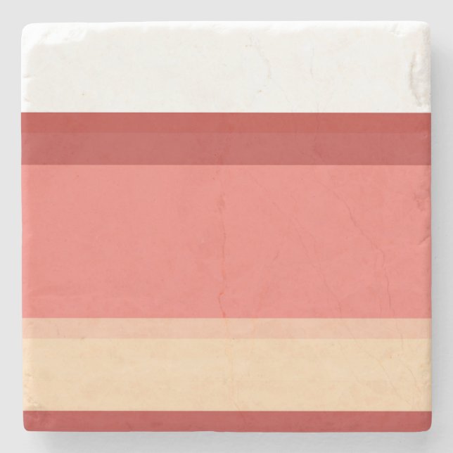Cute white pink stripes throw pillow stone coaster (Front)