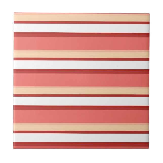 Cute white pink stripes  tile (Front)