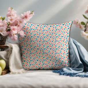 Cute white pink turquoise contemporary butterfly throw pillow